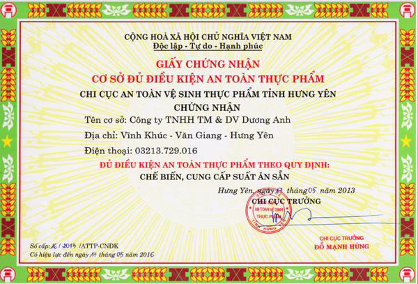 Thủ tục xin cấp giấy phép cơ sở đủ điều kiện vệ sinh an toàn thực phẩm tại Hà Tĩnh